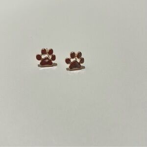 Cute Rose Gold Paw Print Earrings